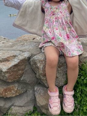 Lacey Lane  Floral Toddler Dress with Pink Sneakers
